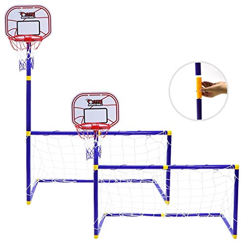 CYFIE Portería De Fútbol y Canasta Baloncesto 2 en 1 con Red para Niños,112 cm