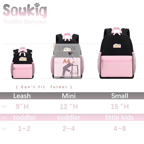 School Backpack for Kindergarten Girls Backpack 15 inch Bookbags for Kids 3-6 (Black and Pink)4