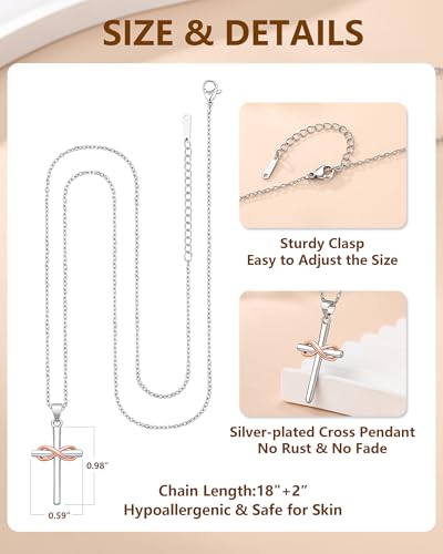 Infinity Cross Necklace for Women, Easter Mothers Day Confirmation Gifts3