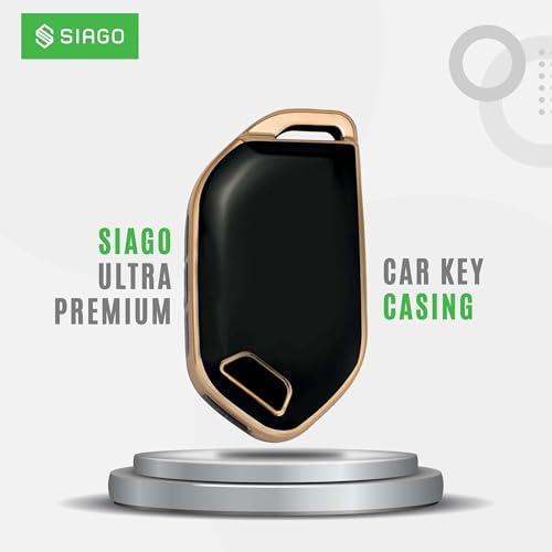 Image of SIAGO TPU Key Cover and Round Key Chain Compatible with Kia 3 Button Flip Key (Black )