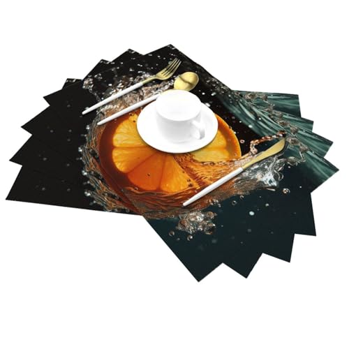 Set de table en PVC lot de 6 pièces imprimé orange dimensions 45,7 x 30,5 cm - 7