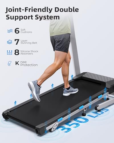 Image of COZYINN Foldable Treadmill with Incline for Home Small - 350 lb Capacity, 3.0HP Quiet Folding Treadmill with Pulse Sensor and Bluetooth Speaker, App /Voice Control, 3 Level Incline, 7.6 MPH