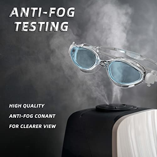 Whale Unisex-Adult Swim Goggles,Anti-Fog Swimming Goggles No Leaking For Men Women Youth, Clear Frame/Blue Lens #TOP2