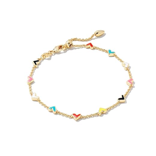Kendra Scott Haven Heart Gold Chain Bracelet in Multi Mix, Fashion Jewelry For Women