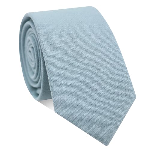 Image of Ties for Men, Cotton Mens Ties Skinny Solid Color Necktie Sage Green Tie for Wedding Business