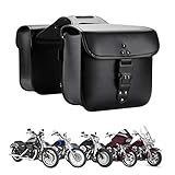 Motorcycle Saddlebags Throw Over Saddle bags Panniers Side Bags with lock for Sportster Softail Dyna Road King Synthetic Leather Universal, 1 Pair, Black