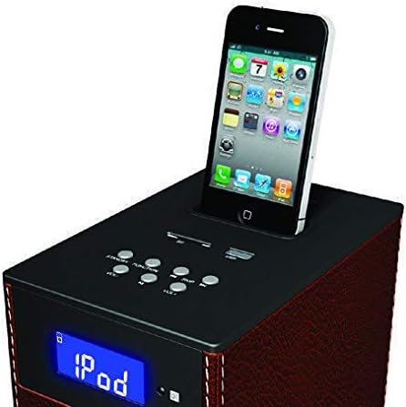 Close-up of the TW1 top panel with an iPhone docked