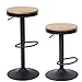 YOUNIKE Tabouret de Bar en Bois Tabouret de Bar de Cuisine à Hauteur Réglable avec Chaise de Bar Vintage Tabouret de Bar Pivotant Rustique (Lot de 2, Noir)