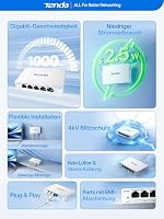 Tenda LAN Switch 5-Port Gigabit Netzwerk Switch Ethernet Splitter (IGMP-Snooping & QoS, Plug-and-Play LAN Verteiler, Unmanaged Internet Switch, Lüfterlos, Metallgehäuse, Weiß)(TEG1005D) – Ansicht 2
