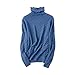Produktbild U/A Herbst Winter High Neck Sweater Damen Lose Pullover Twisted Flower Pile-up Kragen Strickshirt Gr. XL, blau