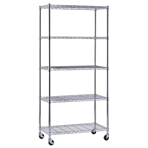 Sandusky MWS361872 5-Tier Mobile Wire Shelving Unit with 3