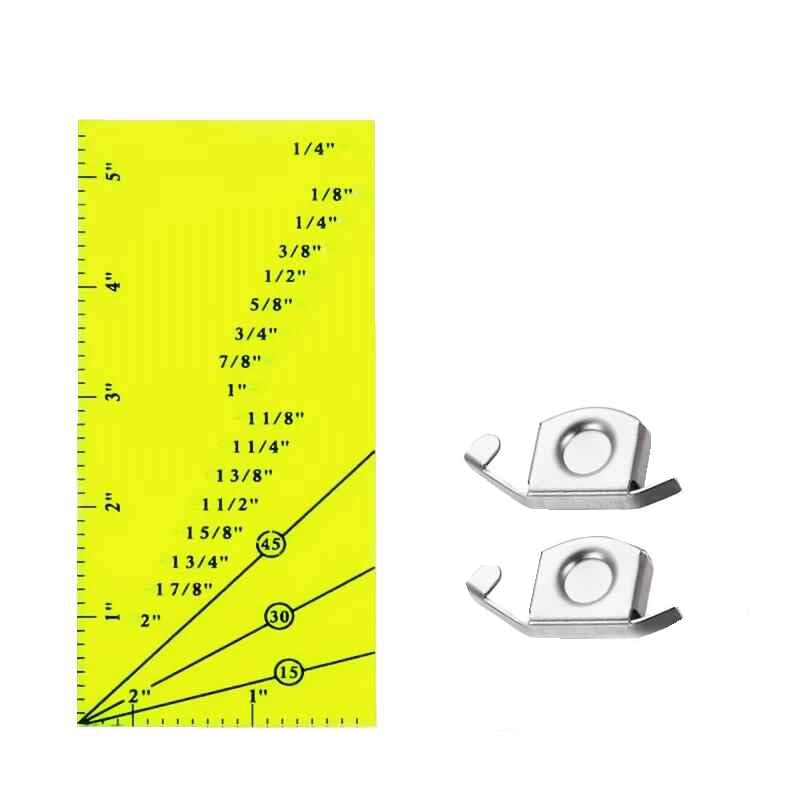 HONEYSEW Sew Seam Allowance Ruler and 2PCS Magnetic Seam Guide for Sewing Machine Perforated Seam Gauge for Perfect 1/8 to 2 Straight Line Hems Includes 1/4 Pivot Point and 45 Degree Trim Line