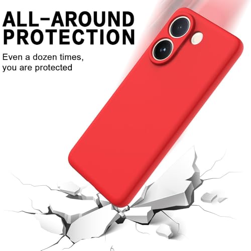 Image of Back Cover for Vivo V60e 5G | Full Camera Protection | Premium Liquid Silicon Case | Flexible Bumper Case for Vivo V60e 5G (Red)