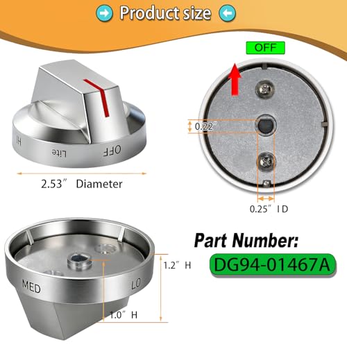 Upgraded DG94-04167A Fit for Samsung Stove Knob Replacement and DG94-03950A DG94-03955 Gas Stove Knobs Models NX60A6111SB/AA NX60A6315SS/AP etc for Samsung Gas Stove Electric Stove knobs by MAHOOK - Used condition - Image 6