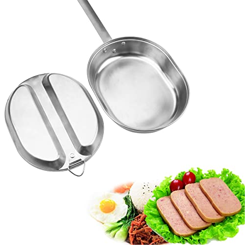 Cyellon Us Military Mess Kit,Stainless Steel Camping Lunch Box With Handle,Tray Frying Pan Portable For Outdoor Camping Hiking Picnic Bbq Beach Traveing, Silver #TOP5