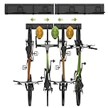 Housolution Bike Storage Rack 32Inch for 4 Bikes + 3 Helmets, Up to 300lbs, Heavy Duty Bike Hangers for Garage, Bike Hooks for Garage, Solid Steel Bicycle Storage, Bike Wall Mount, Black