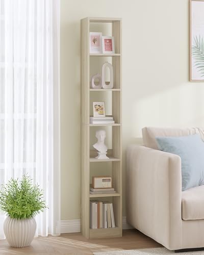 Hzuaneri Bibliothèque, Étagère de Rangement, Meuble, Cube, pour Salon, Bureau, Chambre, Style Scandinave, 24 x 30 x 184,4 cm, Beige Chêne BC09616X