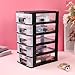 Cabilock 5 Drawer Plastic Storage Organizer Clear Desktop Drawer Storage Cabinet for Office Study Bathroom Craft Supplies