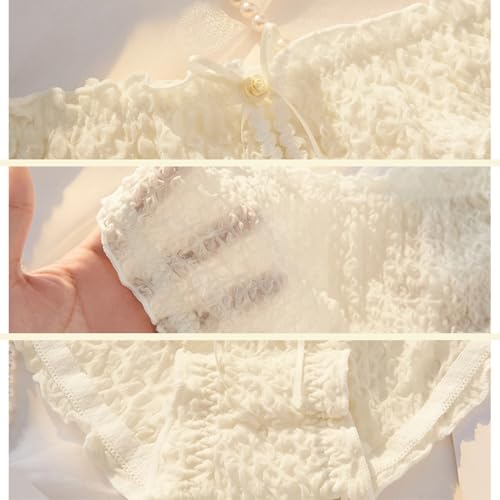 Cute Seersucker Ruffled Underwear Japanese Kawaii Mid Waist Frilly Panties Breathable Soft Briefs 4-Pack4