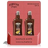 Hawaiian Tropic Protective Dry Spray Oil SPF 8 - Duopack Aceite Seco Bronceador con Protección Baja , Fragancia de Coco y Guayaba , 200 ml - 2 unidades