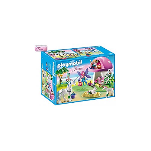 PLAYMOBIL Fairies 6055 Feenwäldchen mit Einhornplfege inkl. Feen, Einhörnern und Zubehör, ab 4 Jahren