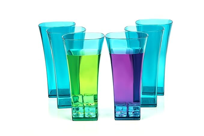 Image of SORATH Premium Drinking Glasses Set - Pcs Transparent Glassware | Stylish Tapered Glass Tumblers for Water, Juice & Cocktails | Modern Everyday Drinkware for Home & Commercial Use (Blue, Pack of 6)