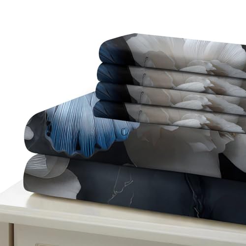 Parure de lit papillon bleu en microfibre 135x200cm pour lit simple