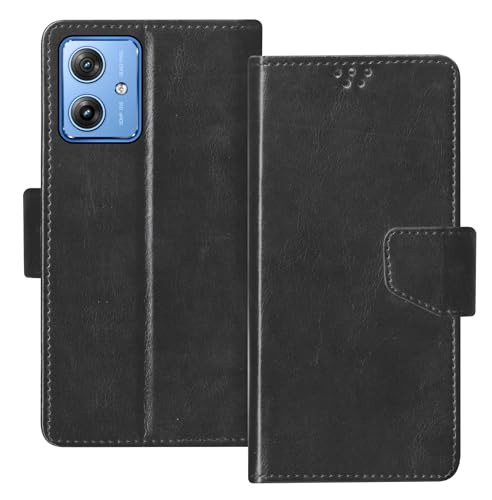 Image of SBMS Flip Cover for Motorola Moto G64 5G / G54 5G Back Cover Case with Magnatic Closure | Inbuilt Stand | Card & Money Pocket (Black)