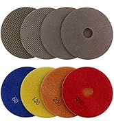 4Set 4" Electroplated Diamond Polishing Pads 60-400 Grit - Wet Dry Sanding Tile Stone Marble Gran...