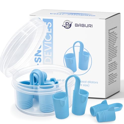BABURI Nasal Dilators for Sleeping Internal Nasal Dilator & Nose Opener Nasal Cones for Breathing Reusable Silicone Nose Vents for Men & Women (4 Sizes S/M/L/XL)
