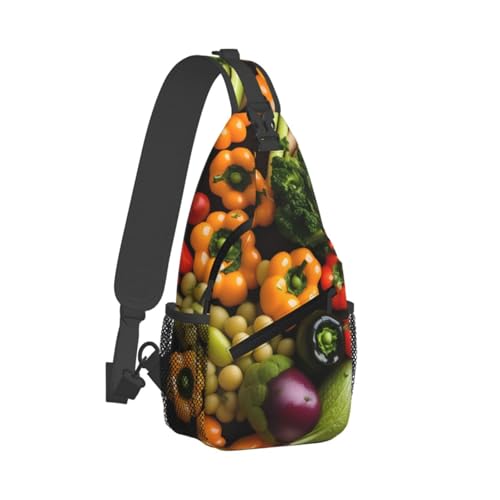 Morrales tipo bolso con estampado de frutas y vegetales miniatura 2