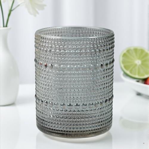 Image of Kookee Jupiter Vintage Hobnail Bubble Glass Old Fashioned Whiskey Glasses Set of 6 | Cocktail Tumblers for Scotch Bourbon | Textured Barware | 300ml (12225)