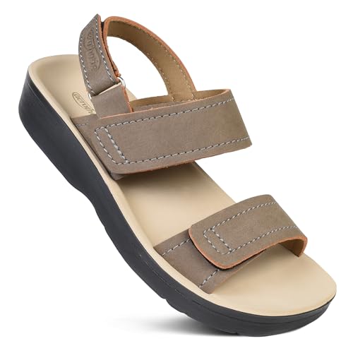 AEROTHOTIC Comfortable Sports Sandals for Women Athletic Outdoor Walking Hiking Cushioned Memory Foam Adjustable BackStrap Beach Sandals with Arch Support
