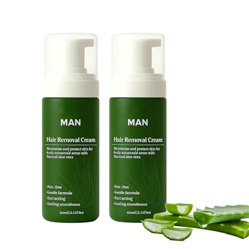 2pc Botane Man Hair Removal Cream with Natural Aloe Vera Quick & Gentle for Face and Body Moisturizing & Non-sticky Formula