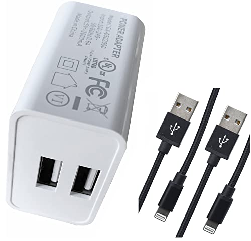 Wall Charger USB Charger Travel Adapter Kit Compatible with Phone13/12/11/XR/XS/X/Pro Max 8/7, Pad Air Mini Pro (USB Charger with 2X 6.5 ft MFi Certified USB Cable)