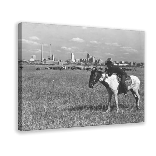 Impression sur toile de cowboy de qualité supérieure avec cadre suspendu