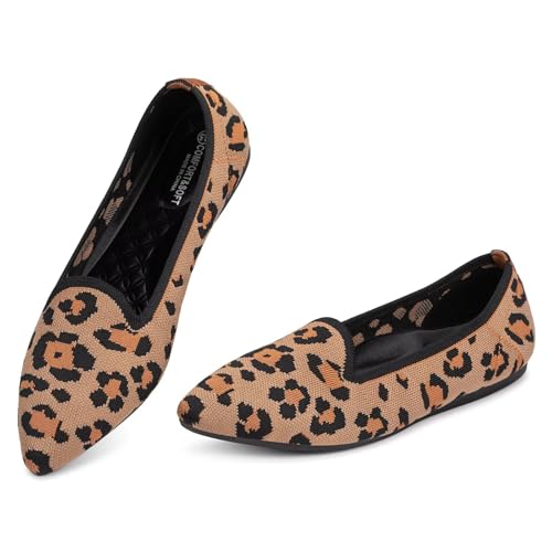 Image of Frank Mully Women's Casual Loafer Flats Slip On Loafer Shoes Comfortable Knit Flat Shoes Classics Pointy Toe Loafer Flats,for Work,Travel
