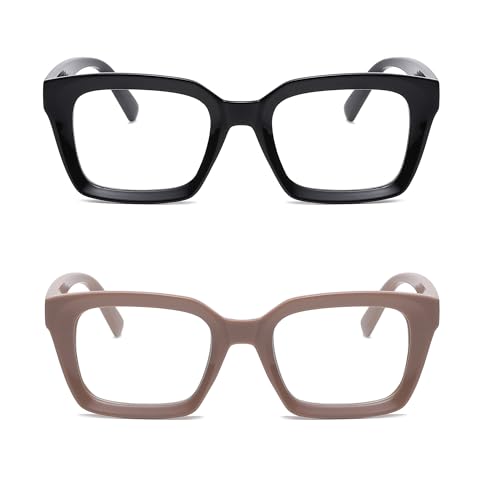 Image of Classic Clear Lens Glasses for Women Men Thick Square Frame Eyewear Non Prescription Eyeglasses 2 Pack