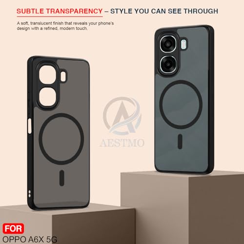 Image of AESTMO Oppo A6S 5G / Oppo K14X 5G / Oppo A6X 5G Back Cover | 360 Protection | Matte Frosted Hard Back Translucent | Compatible with MagSafe Accessories (MagSafe Matte Hard Black Bumber)