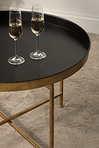 Kate And Laurel Celia Round Metal Coffee Table, 28.25X28.25X19, Black/Gold #TOP2