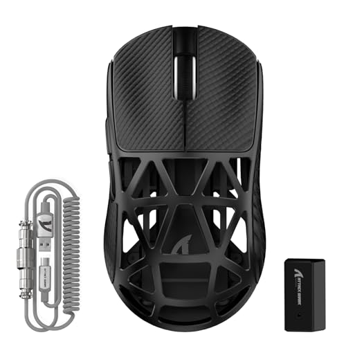 ATTACK SHARK R2PRO 45g SUPERLIGHT Gaming Mouse in Lega di Magnesio, PixArt PAW3950, 42000DPI, Wireless 8000Hz Tasso di Polling, G502 Mouse da Gioco, 2.4G/BT/Cablato, con Cavo a Spirale, PC/Mac, Nero