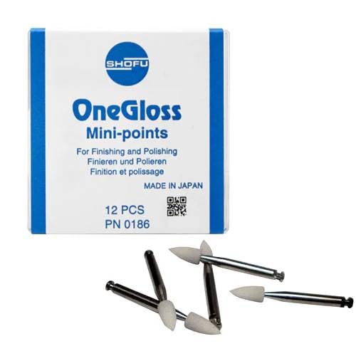 Shofu 0186 One Gloss Aluminum Oxide Polisher, Mini-Point, CA Shank (Pack of 12)