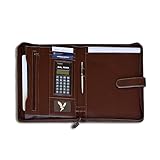 Majestic Goods Business Portfolio Binder Strap Closure Document Organizer Calculator & Business Cards Pockets, Letter Notepad Holder Vegan Leather