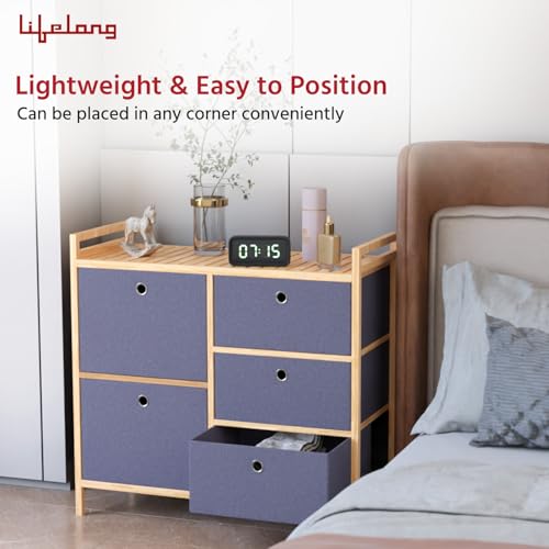 Lifelong Multipurpose Storage 5-Drawer Table Closet| Kitchen and Bedroom Drawer Organizer | Large Fabric Drawers, Shelves with Wooden Frame, Ideal for Clothes| Home & Office Organization - Image 8