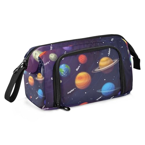 Yopersonalizes Großes Federmäppchen für Mädchen und Jungen, Weltraum, Sonnensystem, Federmäppchen für Sekundarschulbedarf, Büro, Schreibwaren, organisiertes Federmäppchen für Kinder, Teenager