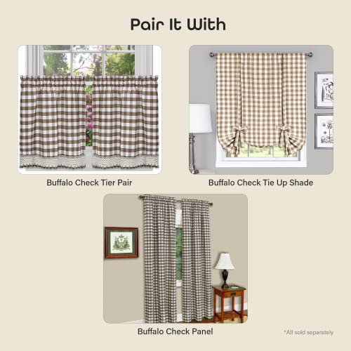 Buffalo Check Valance Window Curtains - 58 Inch Width, 14 Inch Length - Taupe Brown & Ivory White Plaid - Light Filtering Farmhouse Country Drapes For Bedroom Living & Dining Room By Achim Home Decor #TOP4