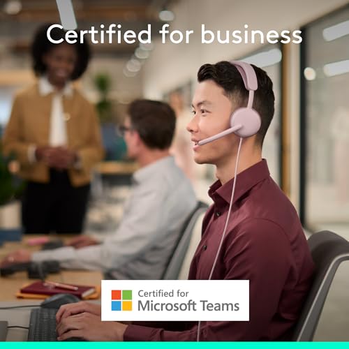 Image of Logitech Zone Wired 2 for Business - Noise-Canceling Headset with Adaptive Hybrid ANC, Microsoft Teams Certified, USB-C with USB-A Adapter - Rose (Pack of 4)