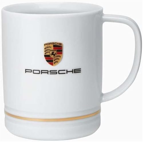 Porsche Crest - Taza de café (tamaño grande, 14 onzas), color blanco