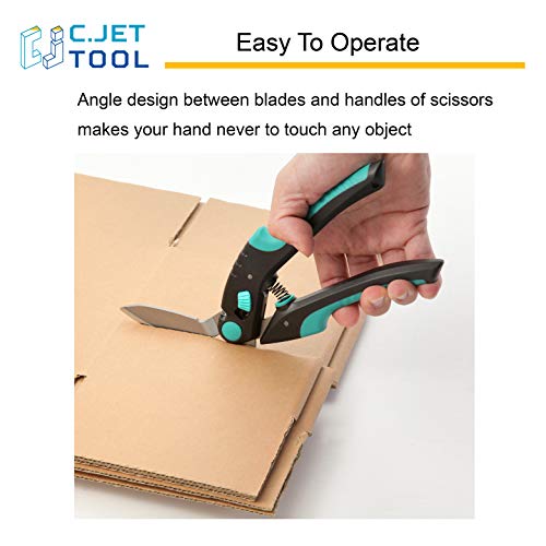 Image of C.JET TOOL 10 inch Heavy Duty Carpet Cutter, Industrial Scissors, Multipurpose, Professional Soft Grip Stainless Steel (Turquoise) (Pack of 2)