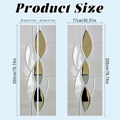 Image of Nuxovilar Gold Silver Leaf Door Sticker 30.3x78.7 Vinyl Decal | Door Covers, Wall Decals gold leaf wraps, peel stick murals home bedroom living room (Gold Silver Leaf)